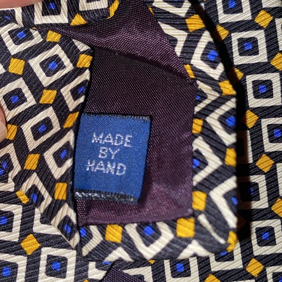 Polo Ralph Lauren Geometric Patterned Tie in Blue and Yellow - Picture 5 of 6